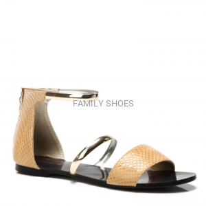 Sandały damskie beżowe motyw wężowy