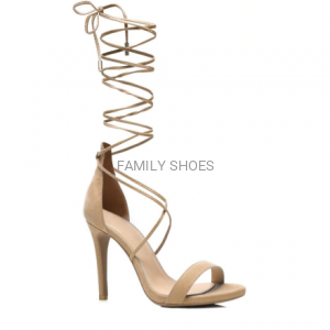 Sandały damskie efektowne wiązanie beżowe