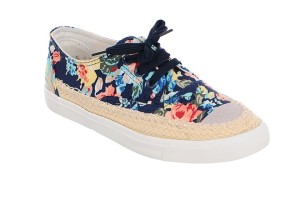 TRAMPKI ESPADRYLE KWIATKI GRANATOWE