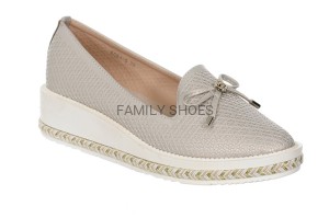 MOKASYNY DAMSKIE Z KOKARDKĄ SZARY