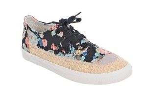 TRAMPKI ESPADRYLE KWIATKI CZARNE